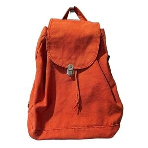 Baggu 100% Recycled Cotton Canvas Drawstring Backpack Orange Bag Casual Travel